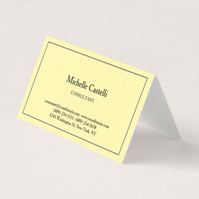 Cream Premium Linen Professional Unique Classical Business Card (Front)