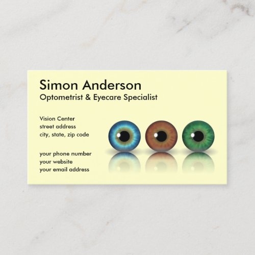 Cream Professional Eyeballs Optometry Business Card