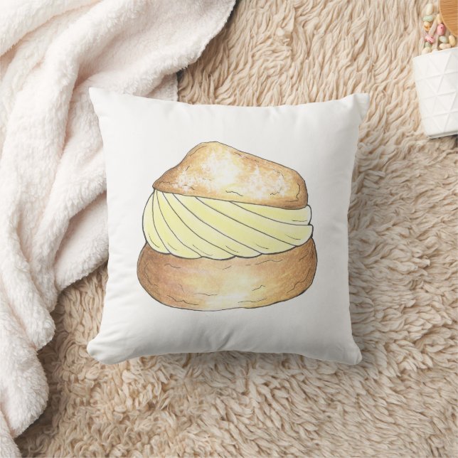 Cream Puff Creampuff Dessert Foodie Pastry Bakery Throw Pillow (Blanket)