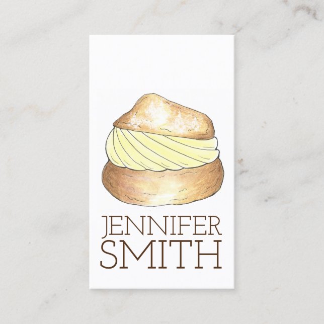 Cream Puff Pastry Dessert Chef Bakery Food Blogger Business Card (Front)