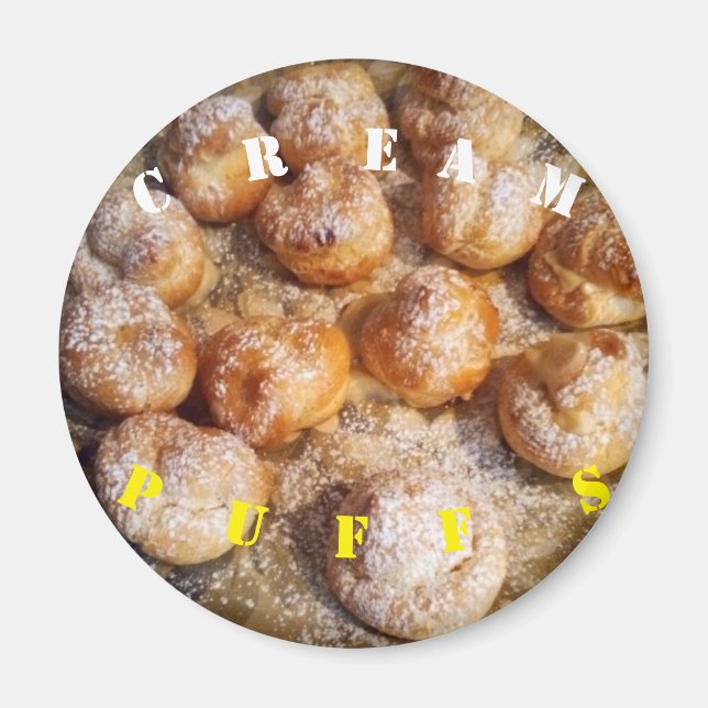 Cream Puffs Baking Kitchen Magnet Round (Front)