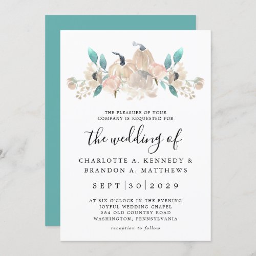 Cream Pumpkin and Eucalyptus Fall Chic  Invitation