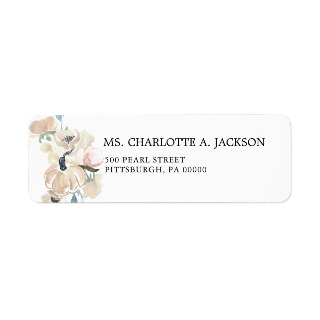 Cream Pumpkin Eucalyptus Fall Chic Wedding Address Label (Front)