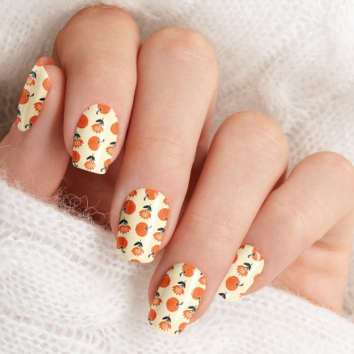 Cream Pumpkins &Amp;Amp; Flowers Fall Halloween Nail Wraps