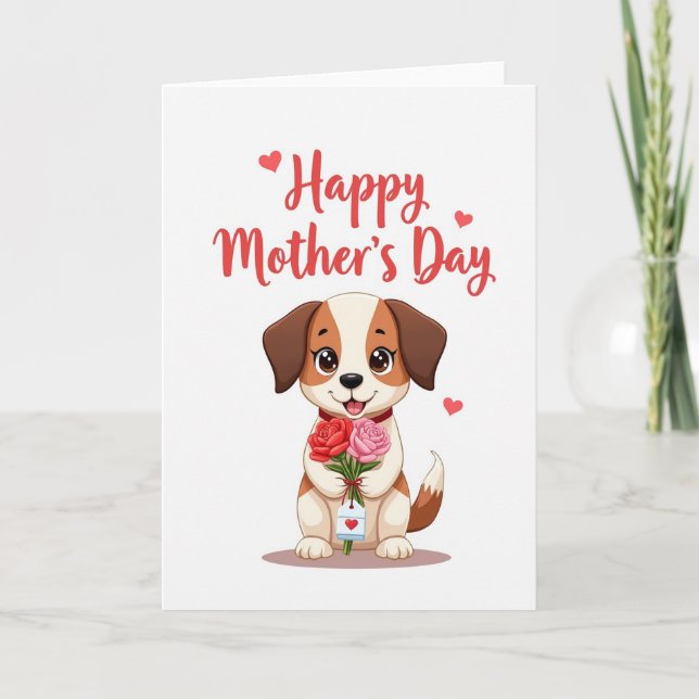Cream Pup Mothers Day Card (Front)