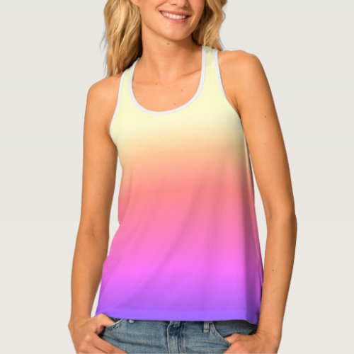 Cream Purple Coral Pink White Trim Womens Tank Top