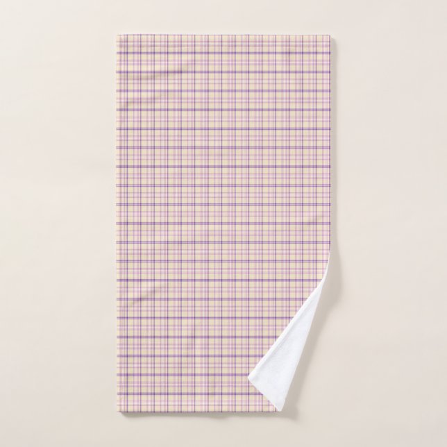 Cream Purple Plaid Classic Pattern Retro Hand Towel (Hand Towel)
