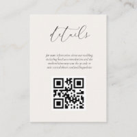 Cream QR Code Wedding Website Enclosure Card