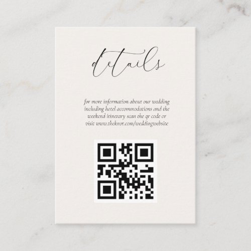 Cream QR Code Wedding Website Enclosure Card