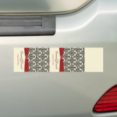 Cream, Red, and Black Damask Wine Label (On Car)