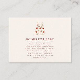 cream Red Apple Books for Baby Shower Request Enclosure Card
