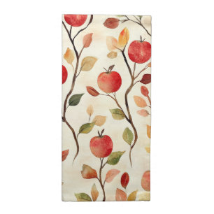 Cream Red Apples Leaves Cloth Napkin