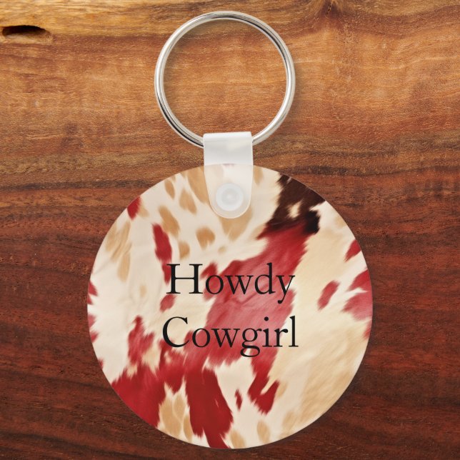 Cream Red Black Cowhide Christmas  Keychain (Front)