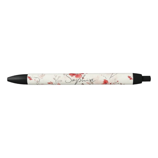 Cream Red Floral   Pen (Front)