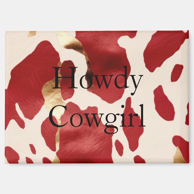 Cream Red Gold Western Cow Magnet (Front)