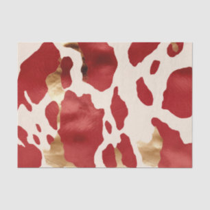 Cream Red Gold Western Cow Print Birthday Tissue Paper