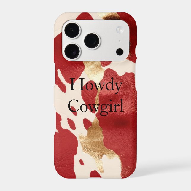 Cream Red Gold Western Cow Print Case-Mate iPhone Case (Back)