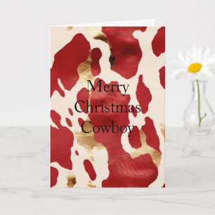 Cream Red Gold Western Cowhide Card