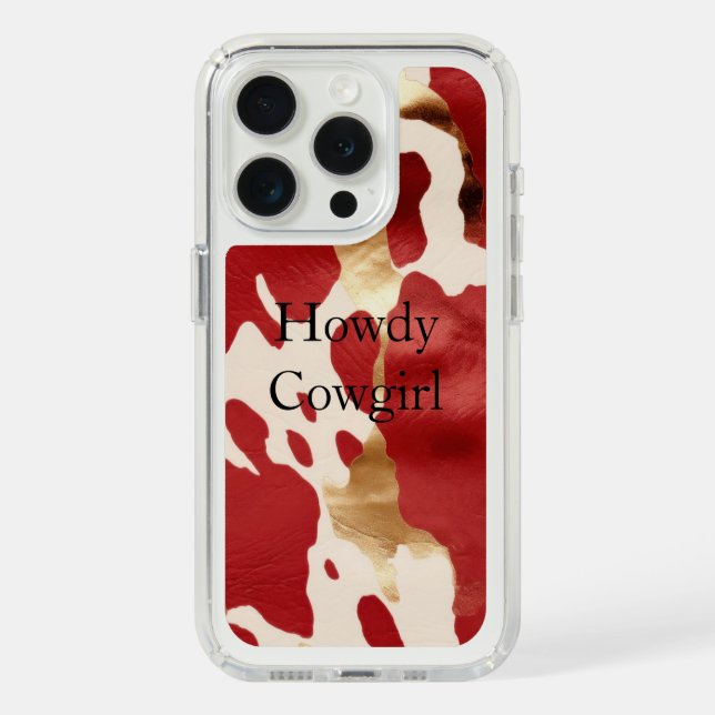 Cream Red Gold Western Cowhide Speck iPhone Case (Front (White Titanium))