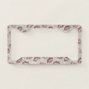 Cream Red Lips Kisses Sparkle License Plate Frame