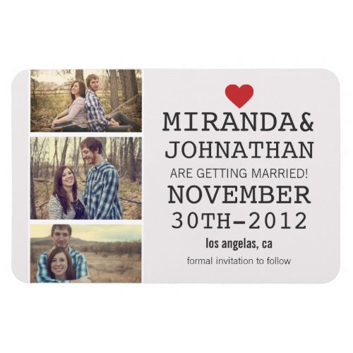 Cream  Red Photo Strip Save The Date  Magnet