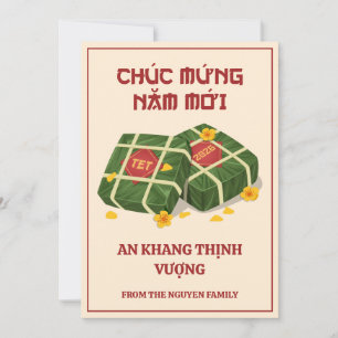 Cream & Red Vietnamese Tet 2026 Banh Chung Holiday Card