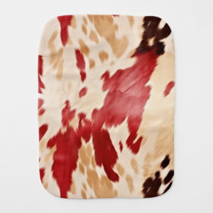 Cream Red Western Cowhide Baby Burp Cloth