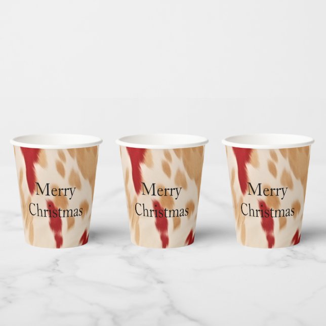Cream Red Western Cowhide Personalized Name Paper Cups (Multi)