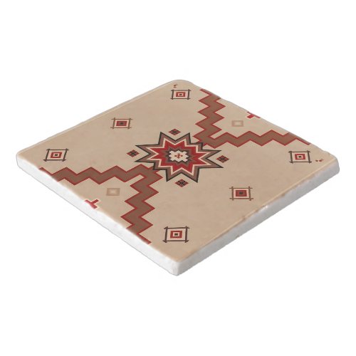 Cream Red Western Geometric Surface Trivet