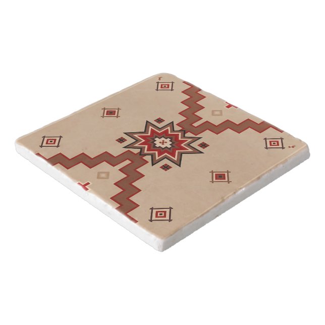 Cream Red Western Geometric Surface Trivet (Corner)
