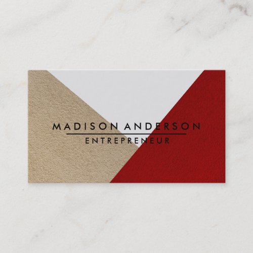 Cream Red  White Modern Finance Consultant Business Card