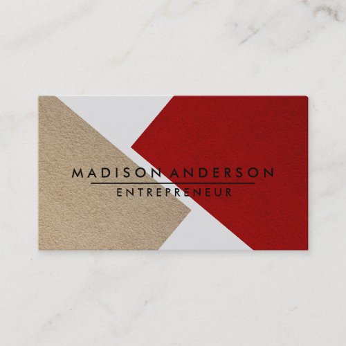 Cream Red  White Modern Finance Consultant Business Card