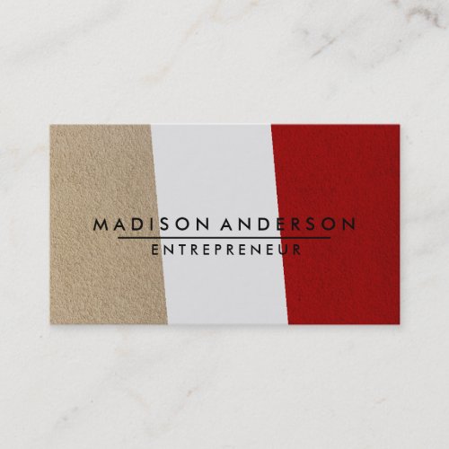 Cream Red  White Modern Finance Consultant Business Card