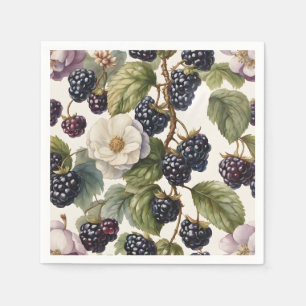 Cream Regal Elegance Blackberry & Blooms Napkins