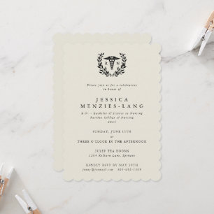 Cream Registered Nurse Caduceus+Laurel Wreath Invitation