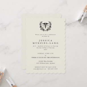 Cream Registered Nurse Caduceus+Laurel Wreath Invitation