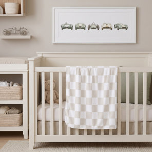 Cream Retro Check Baby Blanket