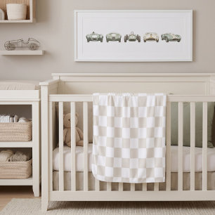 Cream Retro Check Baby Blanket