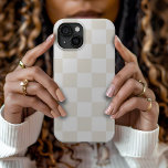 Cream Retro Check iPhone 15 Case<br><div class="desc">Trendy boho checkerboard print phone case in ivory and white colors. Use the design tools to add your own monogram,  name or other text,  or change the background color to create a unique one of a kind device cover.</div>