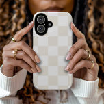 Cream Retro Check iPhone 16 Case<br><div class="desc">Trendy boho checkerboard print phone case in cream and white colors. Use the design tools to add your own monogram,  name or other text,  or change the background color to create a unique one of a kind device cover.</div>