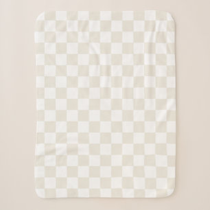 Cream Retro Check Sherpa Blanket