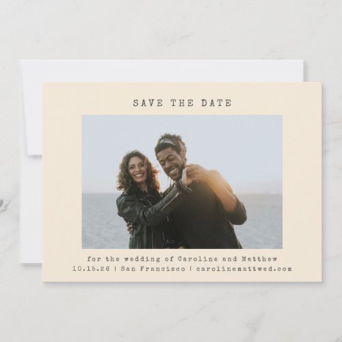 Cream Retro Typewriter Font Wedding Photo Simple  Save The Date