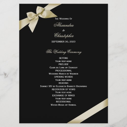Cream Ribbon Wedding Program