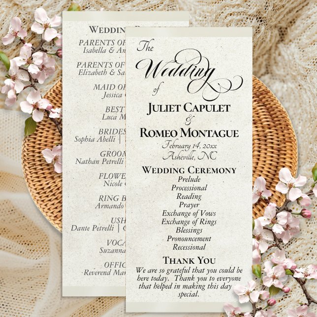 Cream Ribbon Wedding Program (Creator Uploaded)