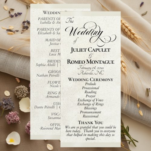 Cream Ribbon Wedding Program