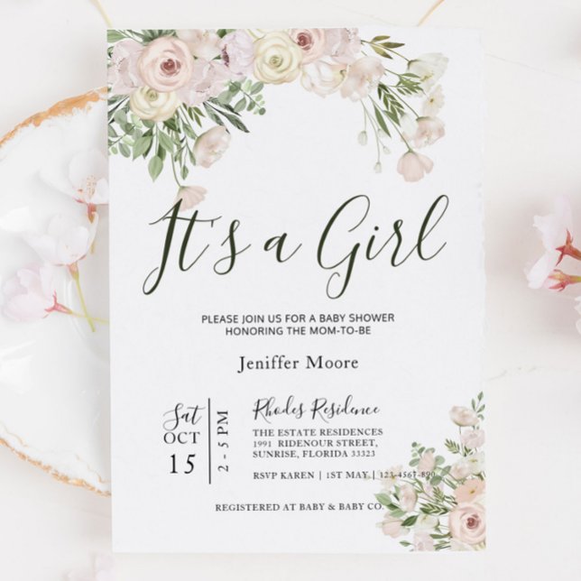 Cream Rose Baby Shower Invitation (Creator Uploaded)