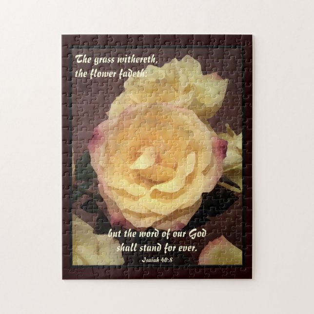 Cream Rose Bible Verse Puzzle (Vertical)