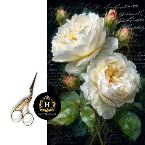 Cream Rose Bloom Decoupage Tissue Paper