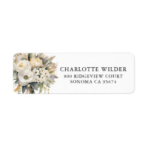Cream Rose Gold Florals Return Address Label