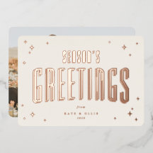 Cream+Rose Gold Season's Greetings and Stars Photo